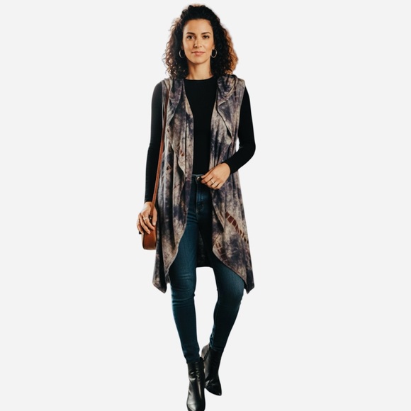 Coin 1804 Sweaters - Coin 1804 Woman’s Tie-Dye Sleeveless Duster Vest Size 1X